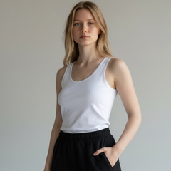 White Waffle knit Tank Top