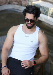 White Cotton Rib Tank Top