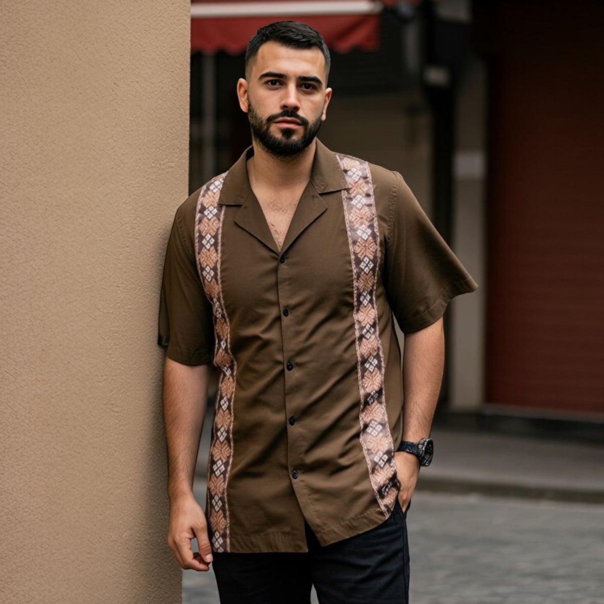Brown Safari Stripe Shirt