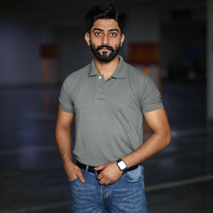 Grey cotton polo