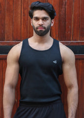 Black Cotton Rib Tank Top