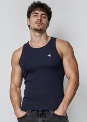Navy Blue Cotton Rib Tank