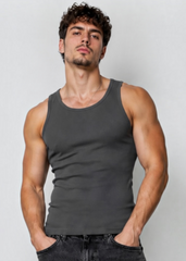 Charcoal Grey Cotton Rib Tank