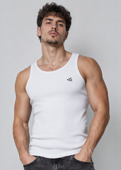 White Cotton Rib Tank Top