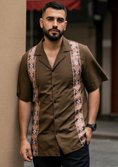 Brown Stripe Cuban Shirt