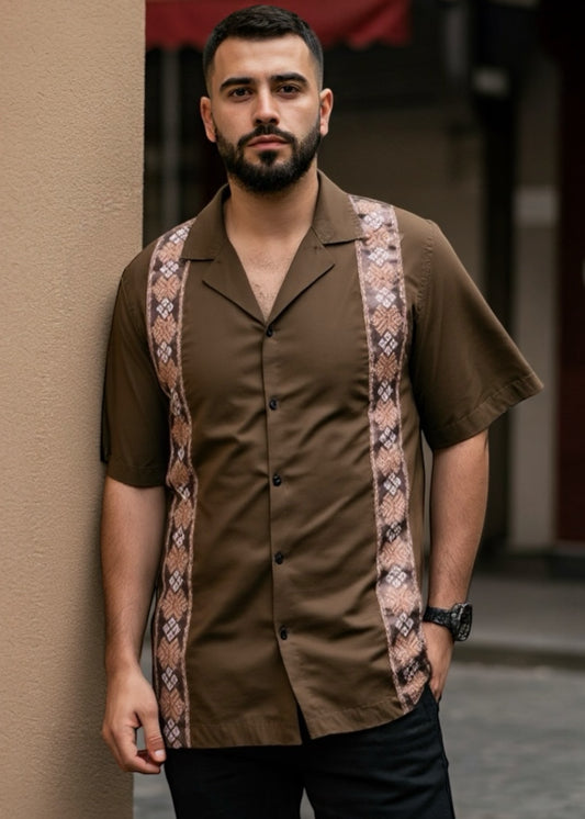 Brown Stripe Cuban Shirt