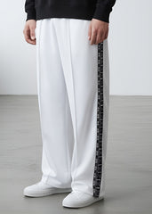 White Tribal Stripe Loose Fit Trouser
