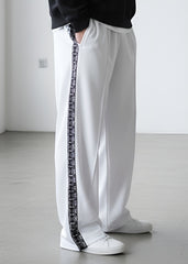 White Tribal Stripe Loose Fit Trouser