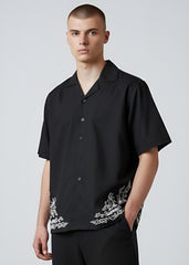 Black Form Embroidered Cuban Shirt
