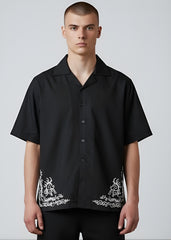 Black Form Embroidered Cuban Shirt