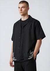 Black Form Embroidered Cuban Shirt
