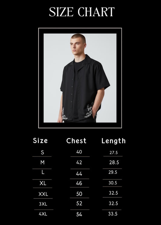 Black Form Embroidered Cuban Shirt