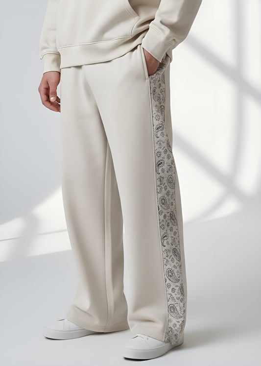 Beige Verge Panel Trouser