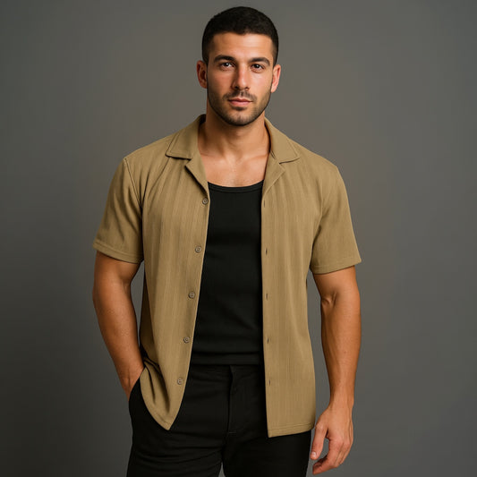 Beige Sandline textured Safari Shirt