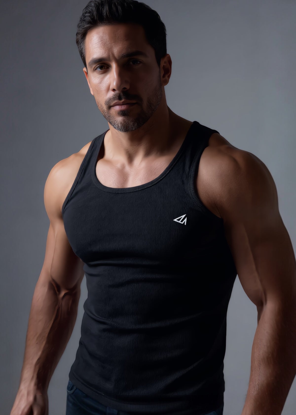 Black Cotton Rib Tank Top