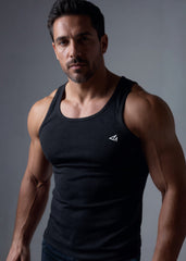 Black Cotton Rib Tank Top